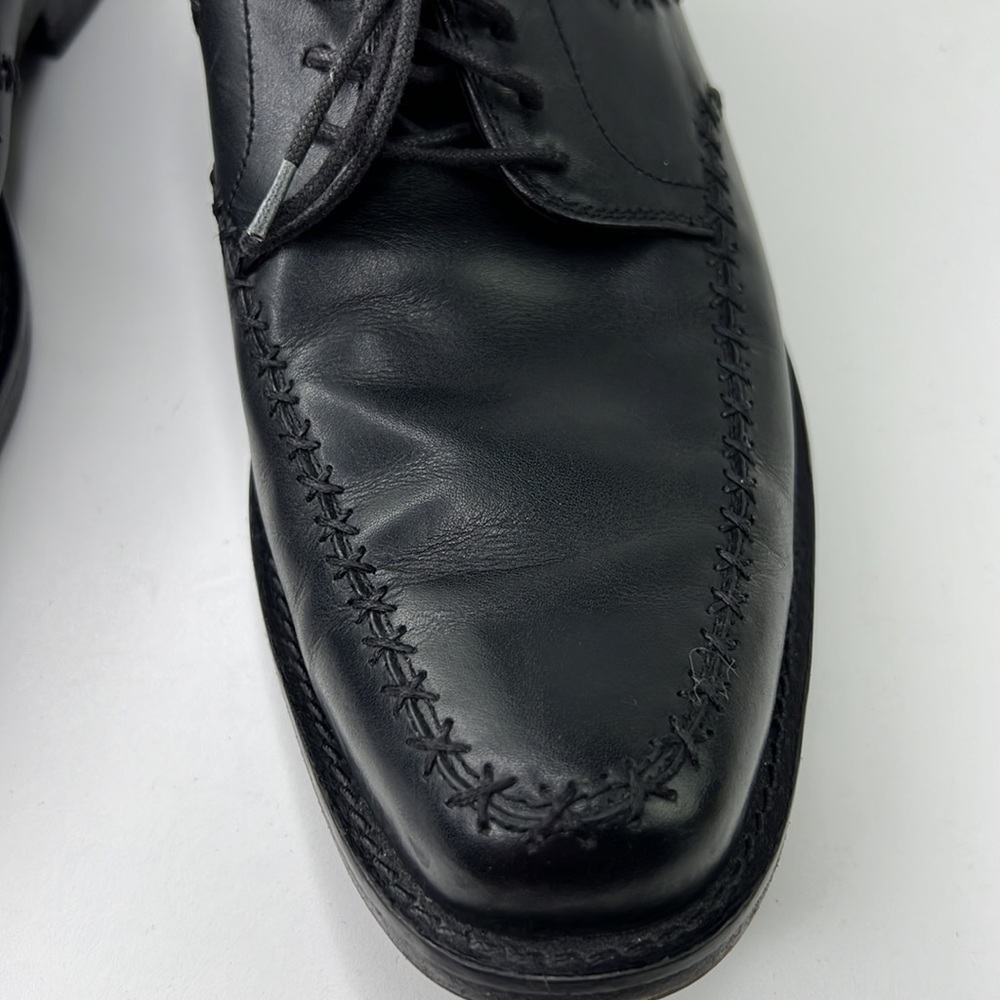 Roberto Cameron Men's Black Leather Oxford Lace Up Detailed Stitching Dress Shoe - Picture 9 of 10